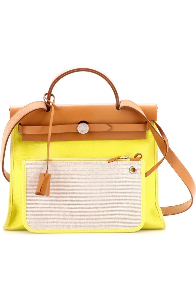 Pre-Owned Hermes Herbag Zip Berline Vache Canvas and Leather 31, Alternate, color, Lime