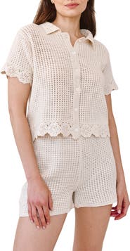 Bella Dahl Short Sleeve Crochet Cardigan