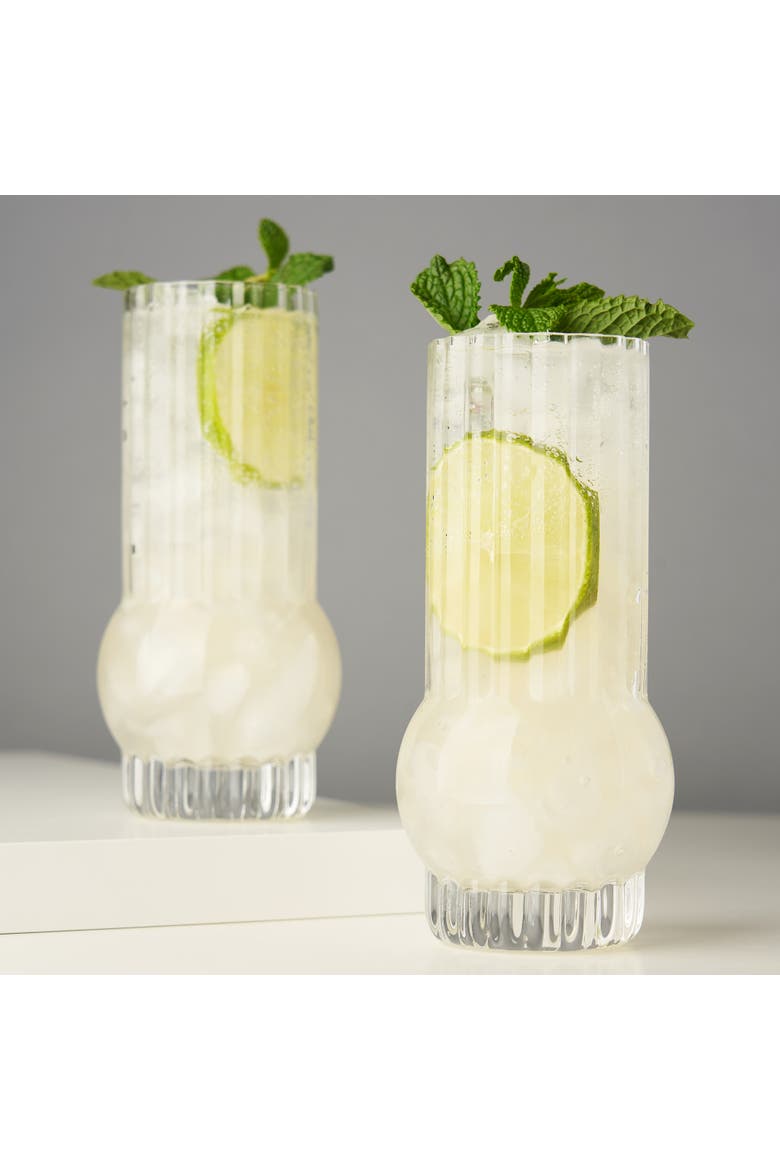Art Deco Crystal Highball Glasses Set of 2, Alternate, color, Clear
