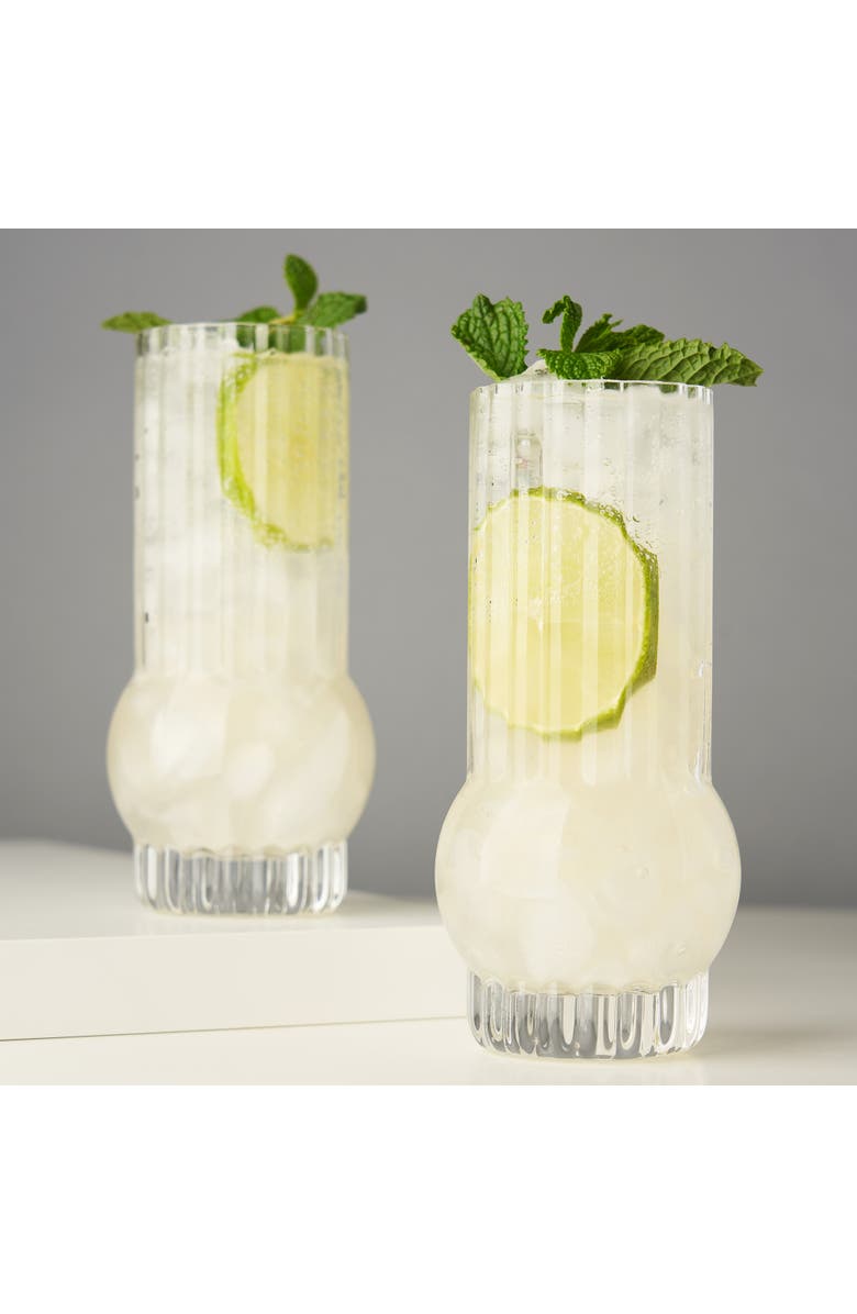 Viski Art Deco Crystal Highball Glasses Set of 2, Alternate, color, Clear