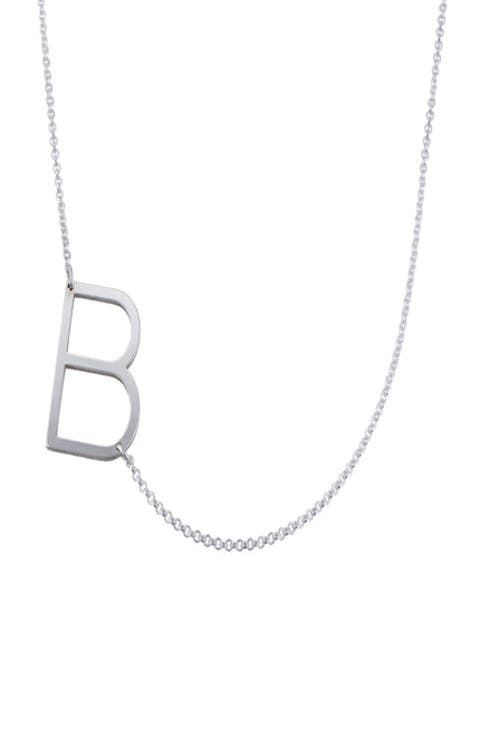Sideways Initial Necklace in Sterling Silver