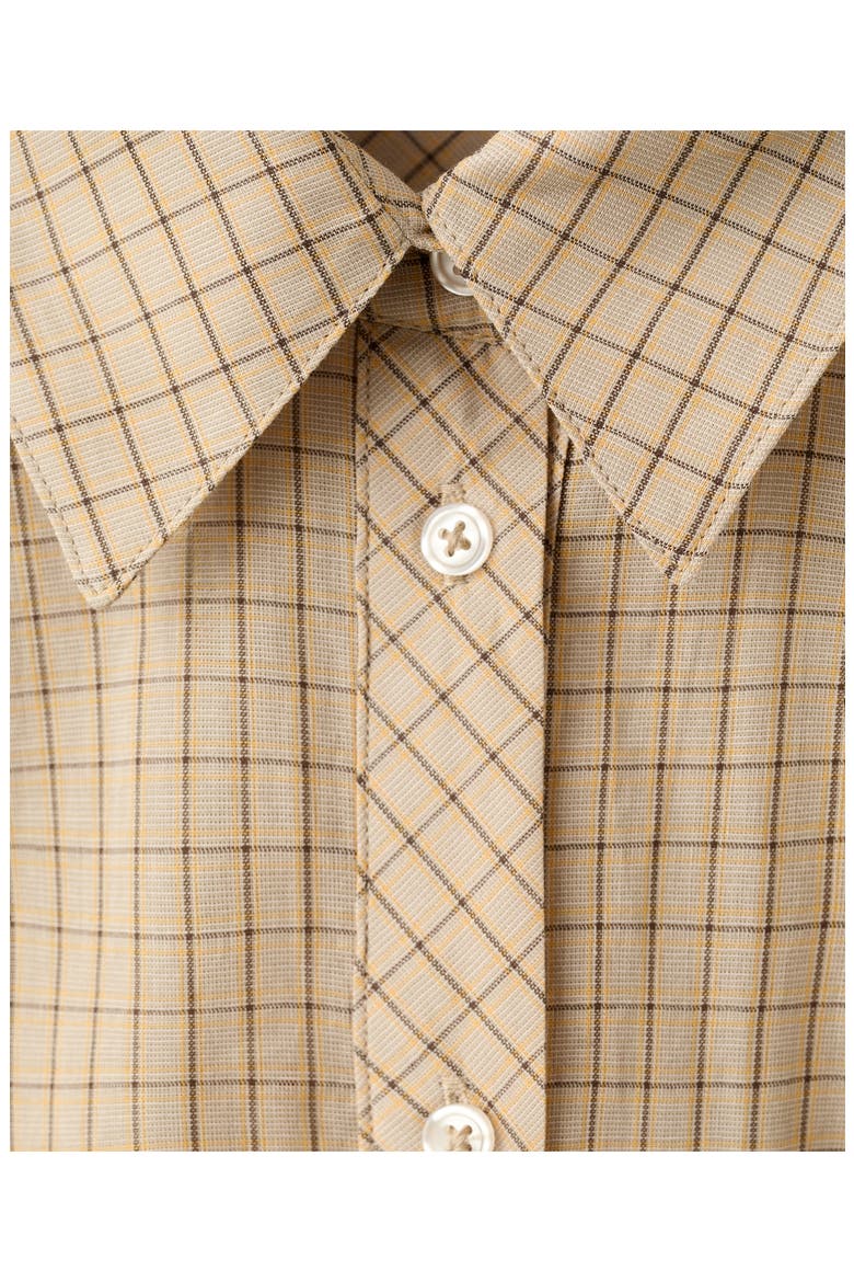 Checkered Cotton Button-Up Shirt, Alternate, color, BROWN