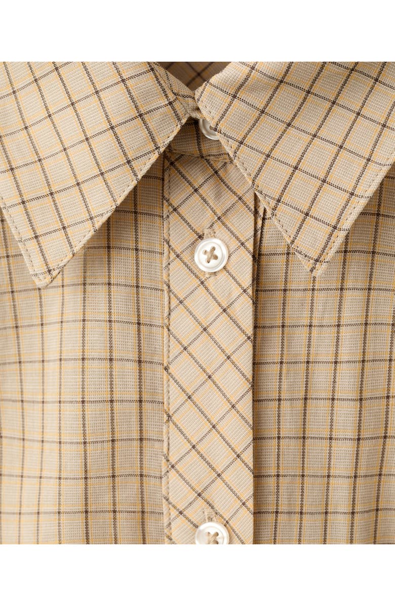 MANGO Checkered Cotton Button-Up Shirt, Alternate, color, Brown