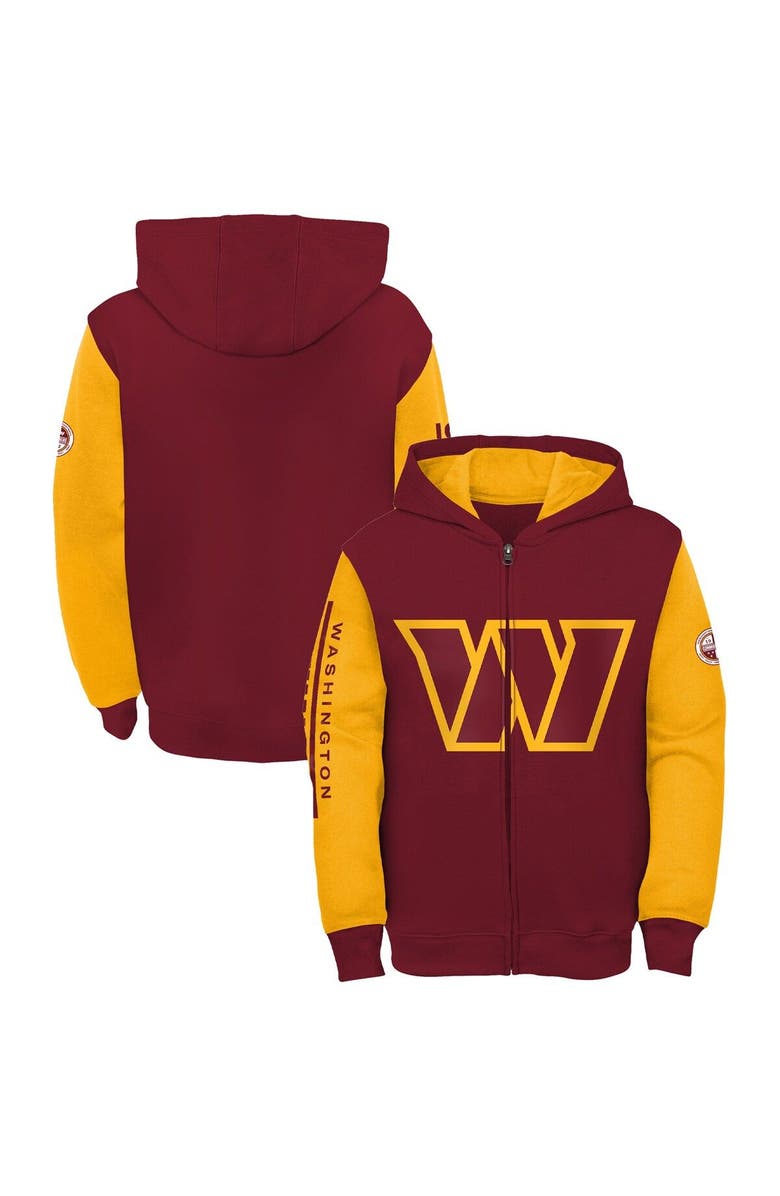 Outerstuff Youth Burgundy/Gold Washington Commanders Poster Board Full-Zip Hoodie, Main, color, Burgundy