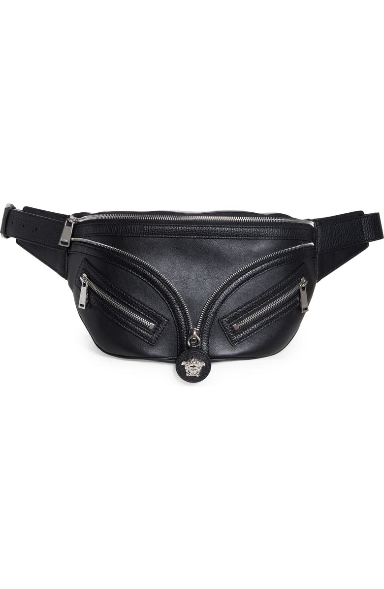 Versace Moto Leather Belt Bag, Main, color,