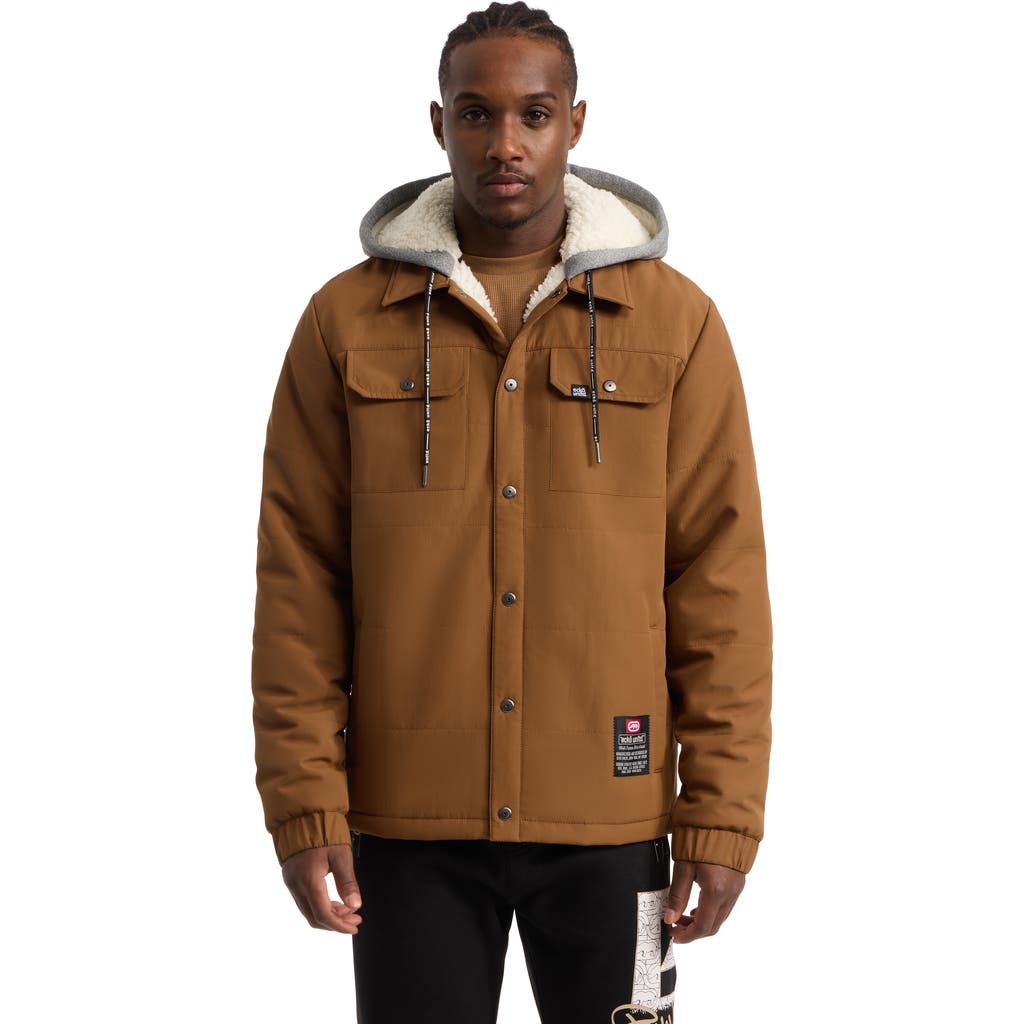 Ecko Unltd Quietly Standing Out Faux Shearling Lined Jacket In Sepia