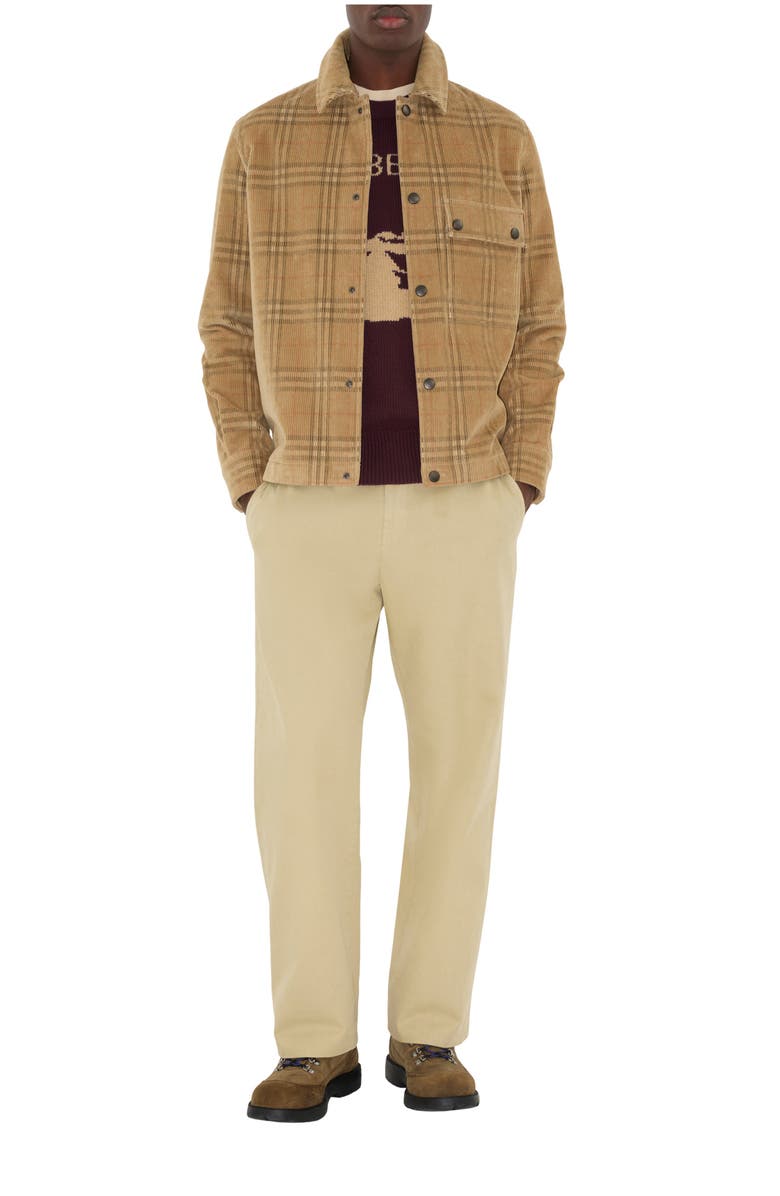 Burberry Check Corduroy Overshirt, Main, color, Sand