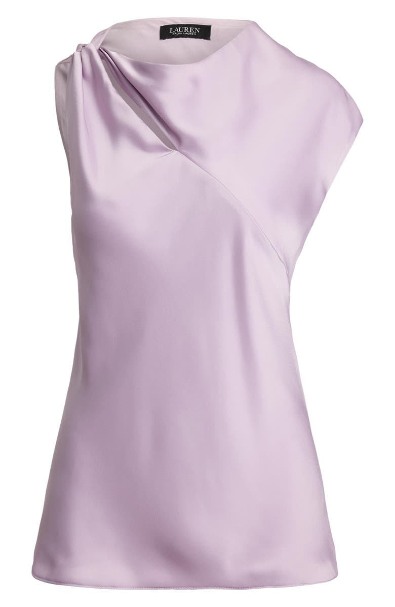 Lauren Ralph Lauren Asymmetric Drape Charmeuse Top, Alternate, color, Lavender Frost