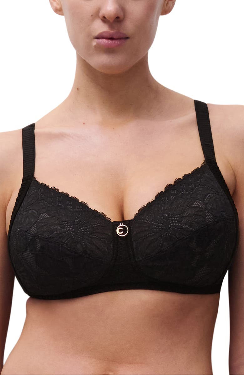 Chantelle Lingerie Sublime Lace Wireless Bra, Main, color, Black