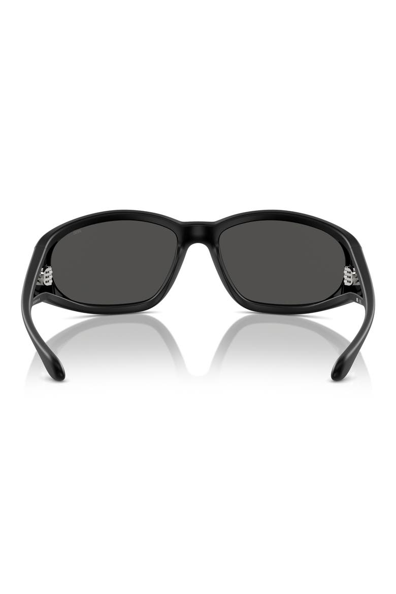 65mm Oversize Pillow Sunglasses, Alternate, color, MATTE BLACK / DARK GREY