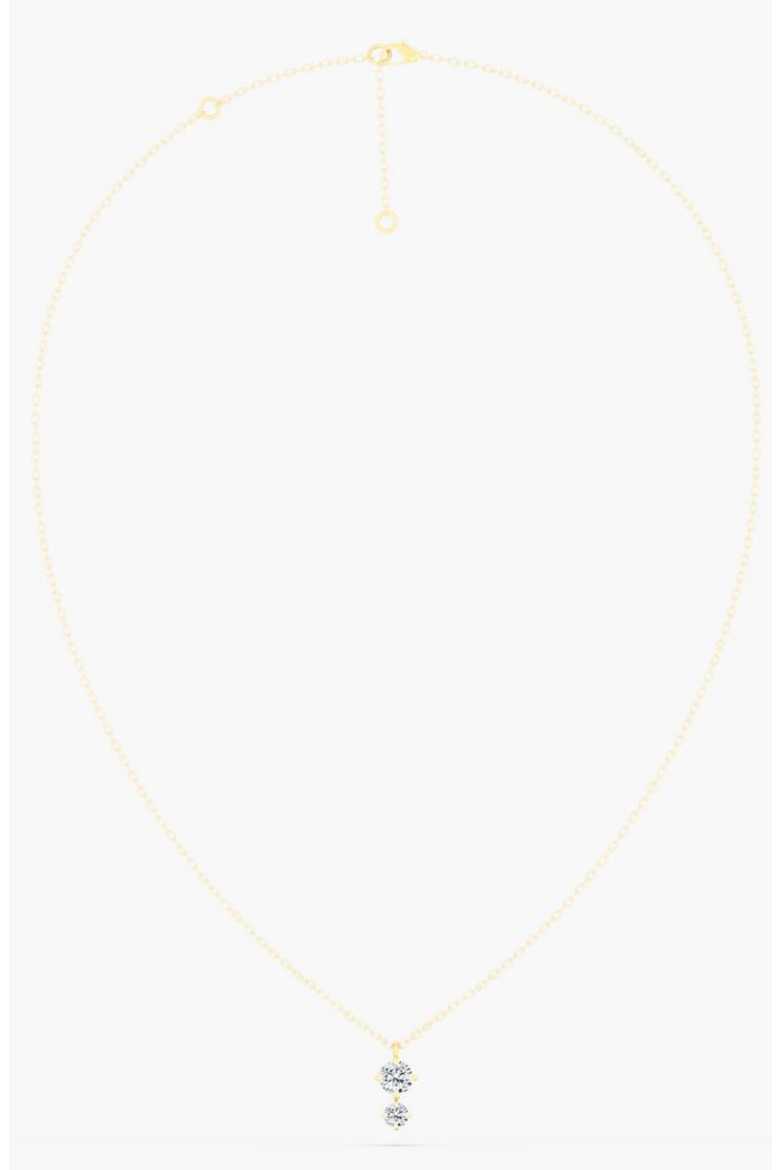 Starlight Two Stone Lab Diamond Pendant Necklace in 14K, Alternate, color, Yellow Gold