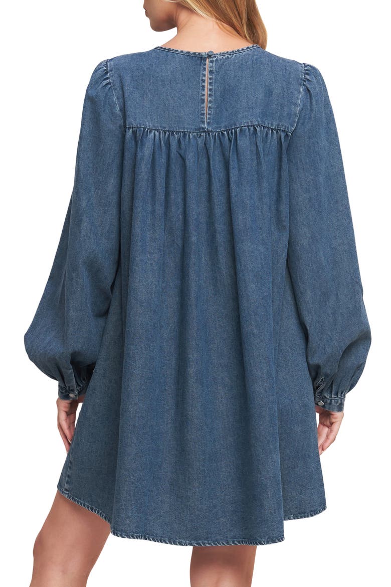 Long Sleeve Denim Minidress, Alternate, color, MEDIUM INDIGO