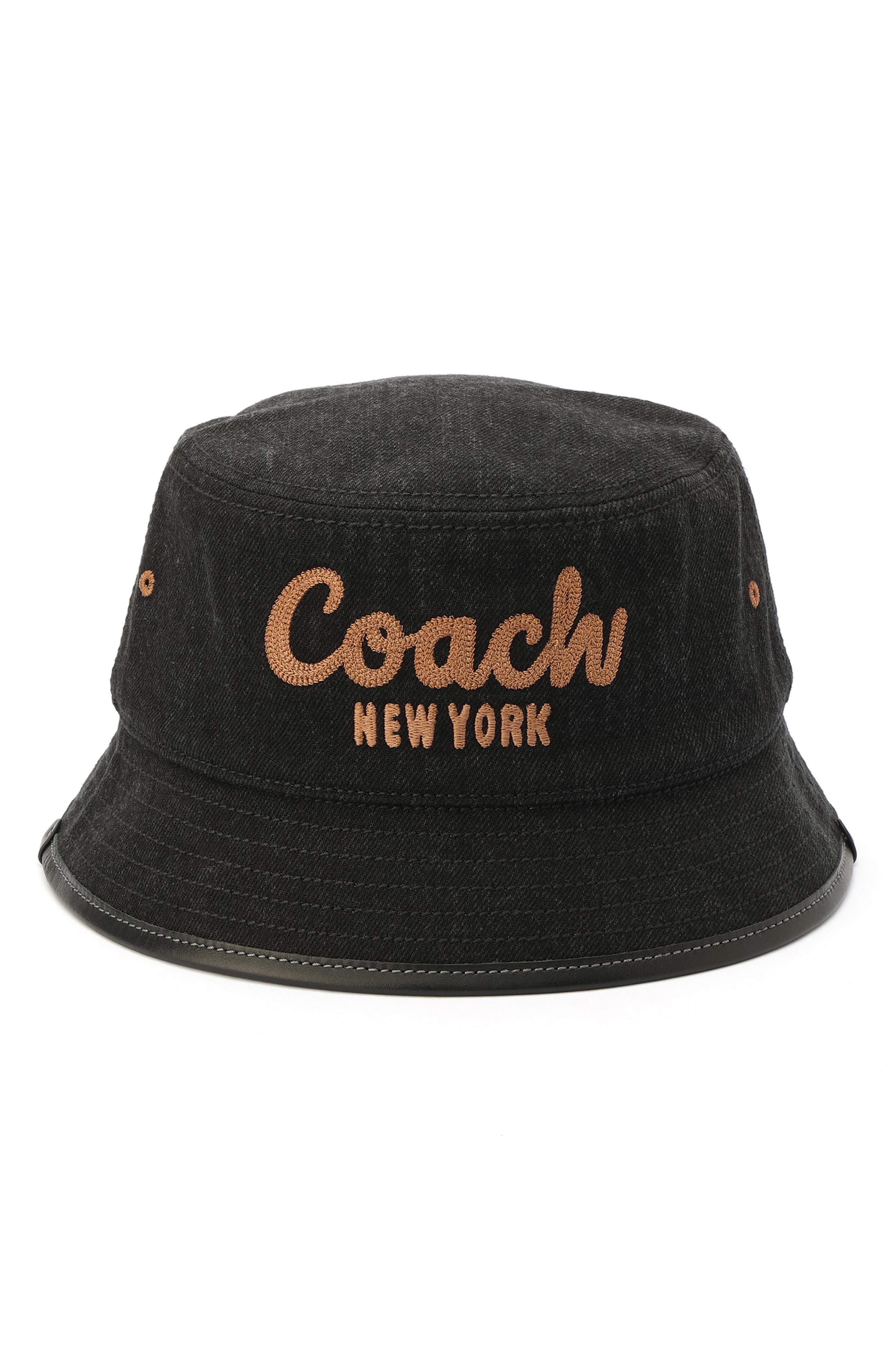 COACH Embroidered Logo Denim Bucket Hat (Women) | Nordstrom display picture 1