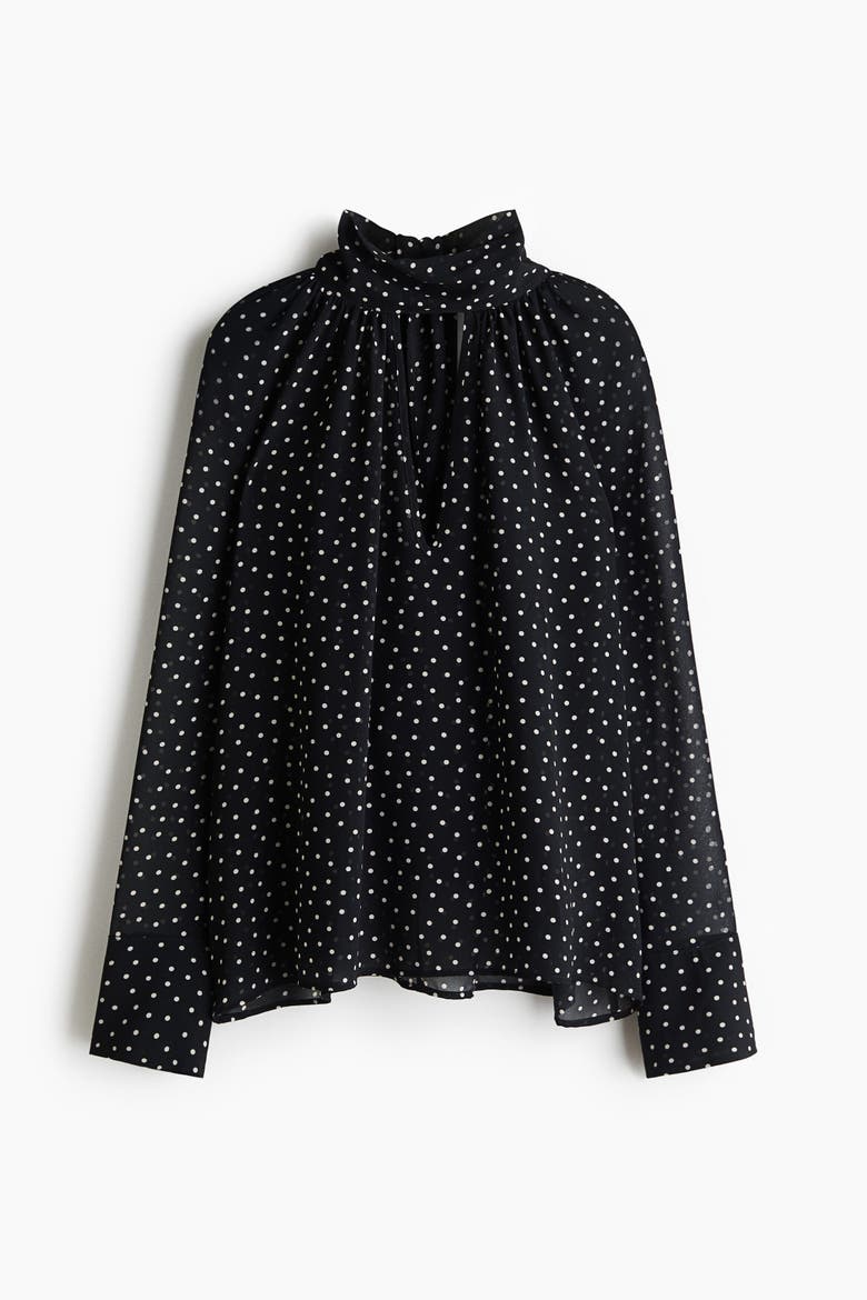 Blouse With Scarf Collar, Alternate, color, Black