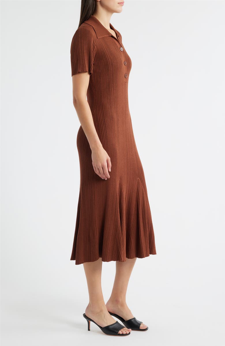 Julia Jordan Rib Short Sleeve Midi Sweater Dress, Alternate, color, Caramel