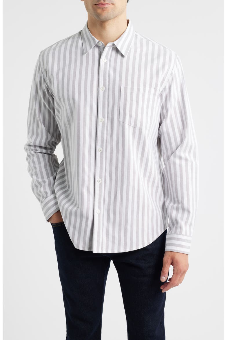 Directors Oxford Button-Up Shirt, Main, color, GREY STRIPE