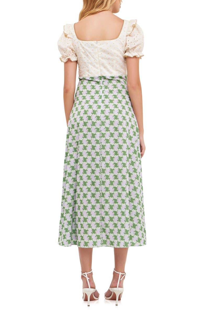 English Factory Print Skirt Puff Sleeve Dress, Alternate, color, 