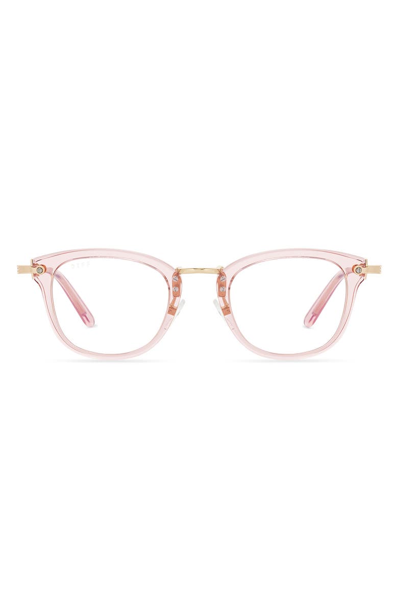 DIFF Rue 46mm Cat Eye Optical Glasses, Main, color, Azalea Crystal / Clear