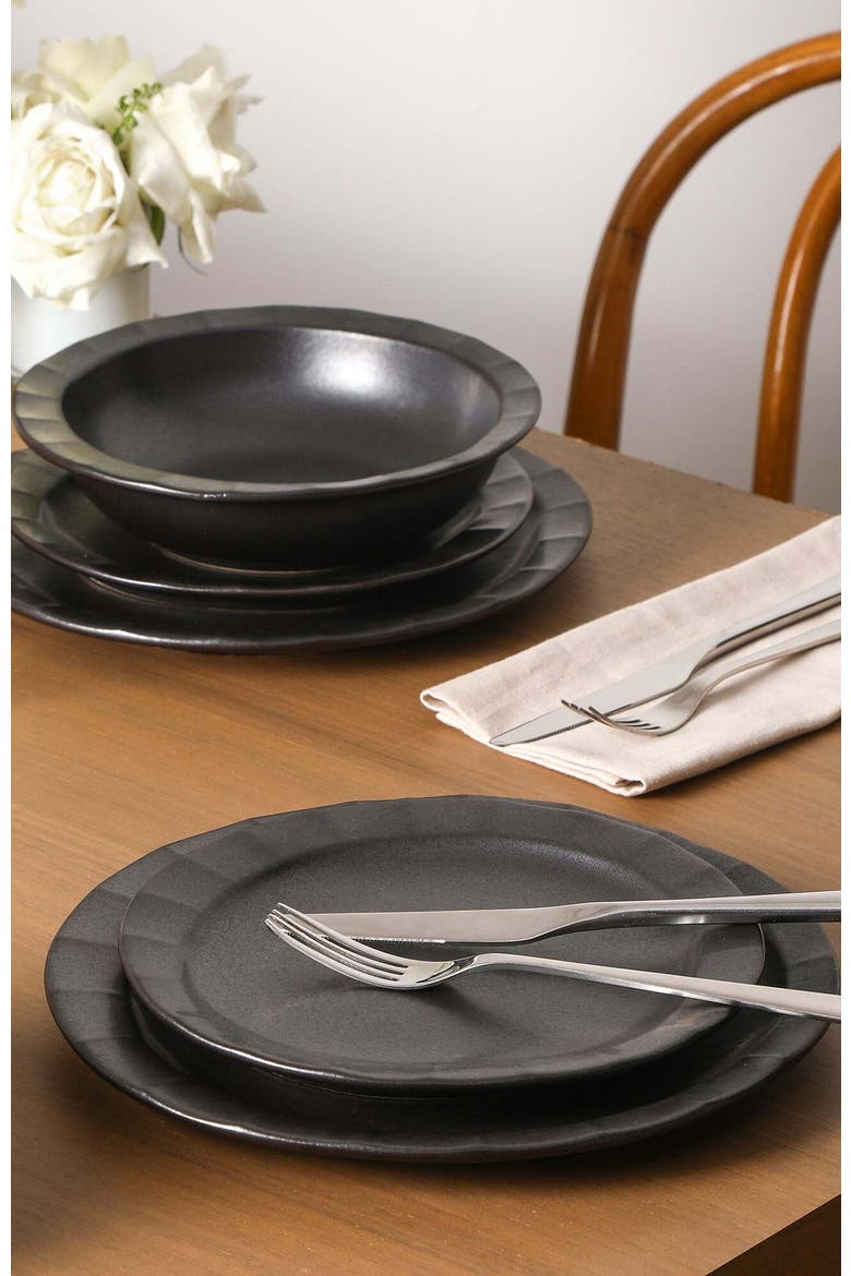 Oasis Stoneware 24-Piece Dinnerware Set, Alternate, color, Black