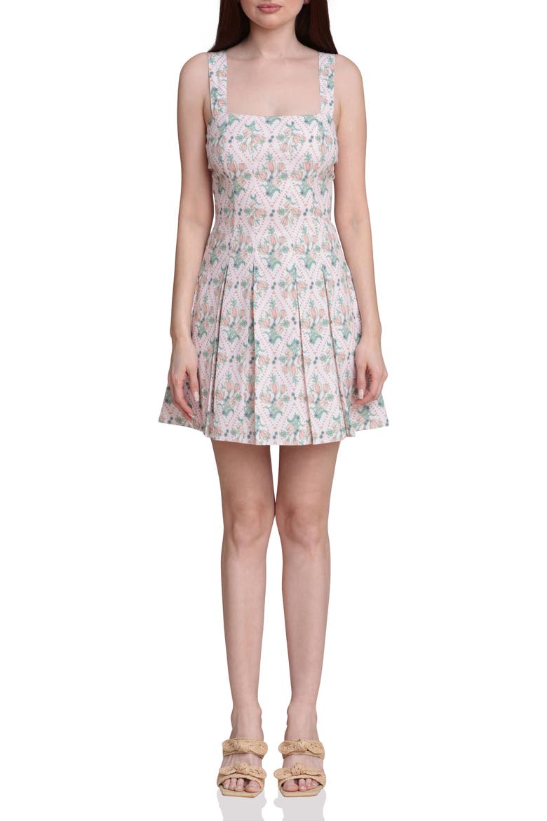 Paneled Stretch Cotton Mini Sundress, Main, color, TULIP TAPESTRY
