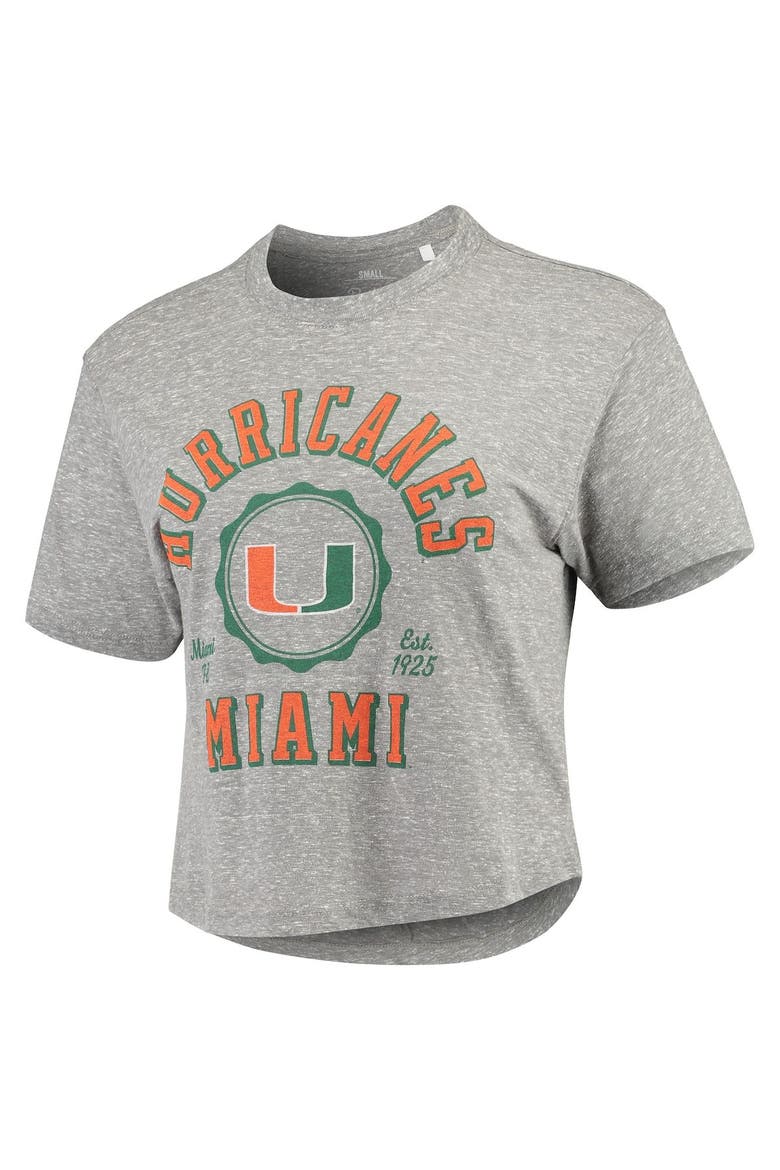 Women's Pressbox Cream Miami Hurricanes Tri-Blend Bishop Knobi Crop T-Shirt, Alternate, color, Cream