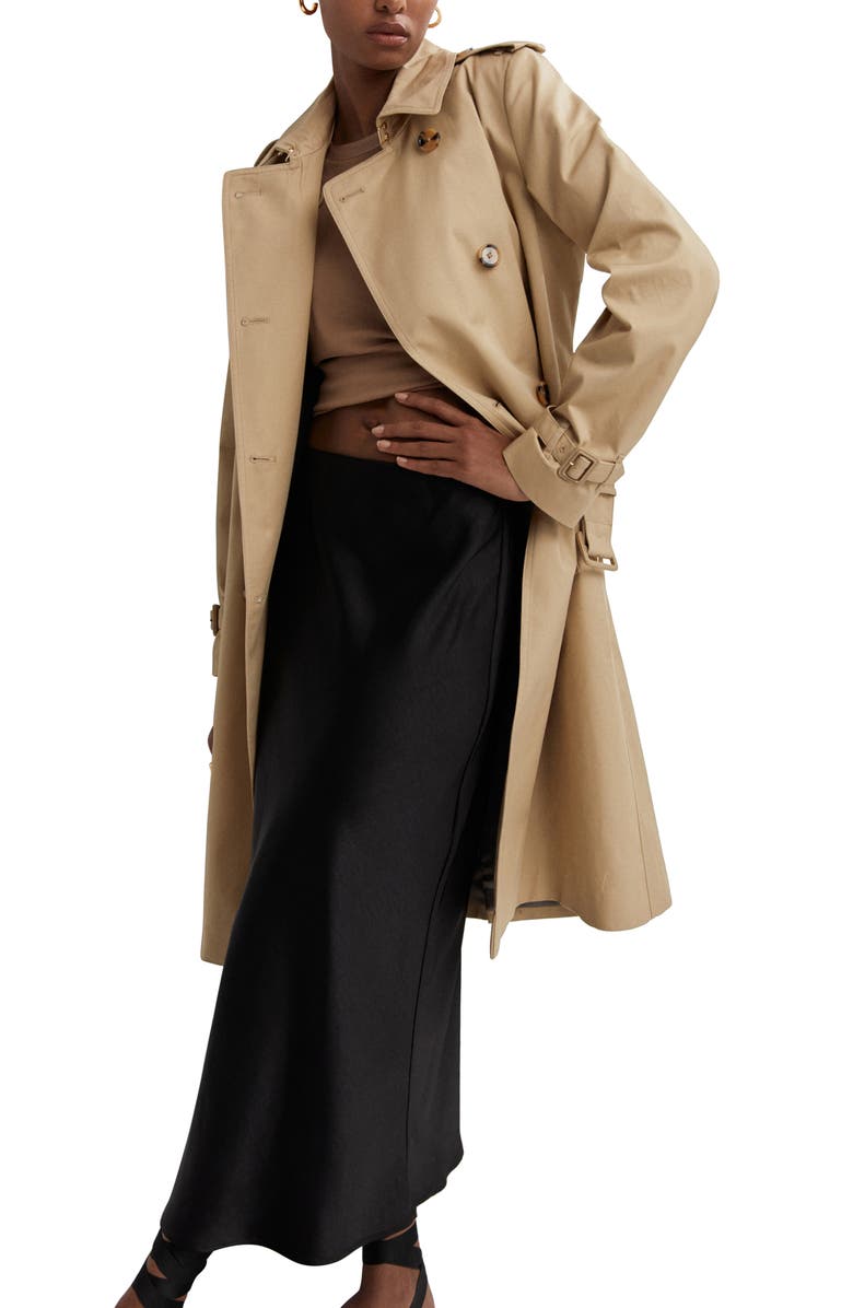 MANGO Classic Double Breasted Water Repellent Cotton Trench Coat, Alternate, color, 