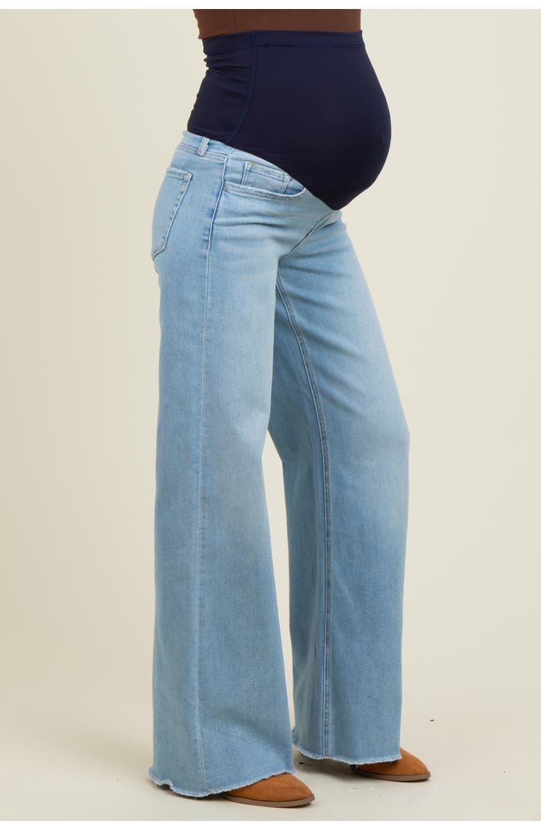 PinkBlush Raw Hem Wide Leg Maternity Jeans, Alternate, color, Light Blue