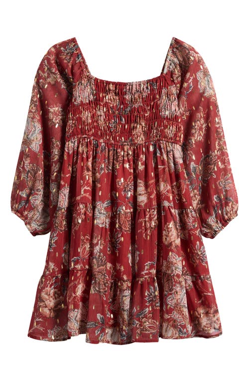 Ava & Yelly Kids' Smocked Babydoll Dress In Brown