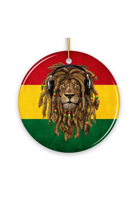 Reggae Lion Headphones Ceramic Ornament