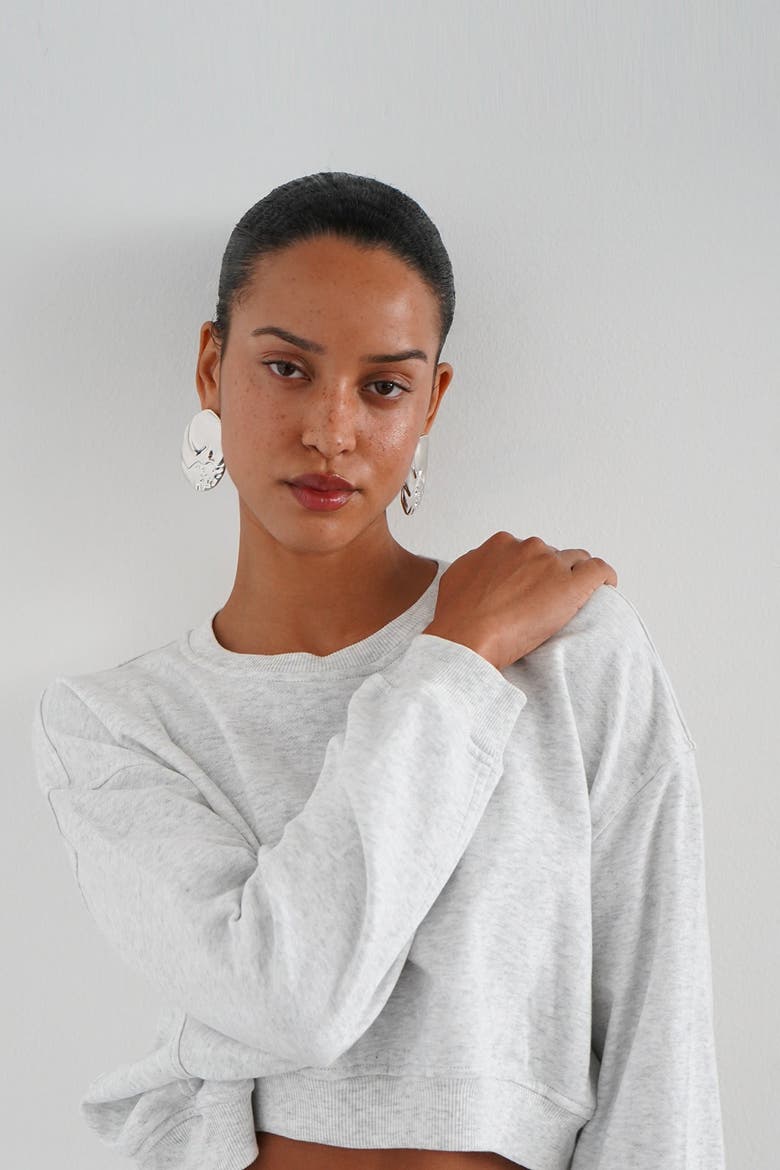 Summer Cropped Sweatshirt, Alternate, color, Light Ash Heather Grey