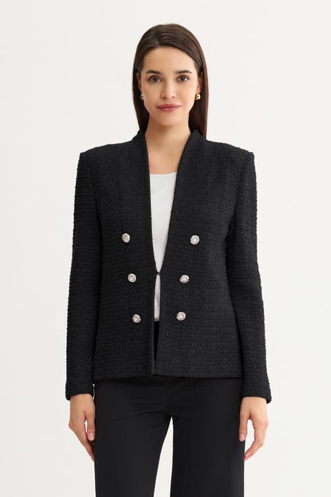 Tonal Eyelash Tweed Knit Jacket