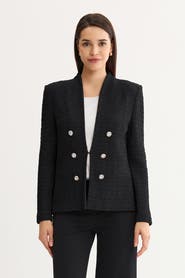 Ming Wang Tonal Eyelash Tweed Knit Jacket