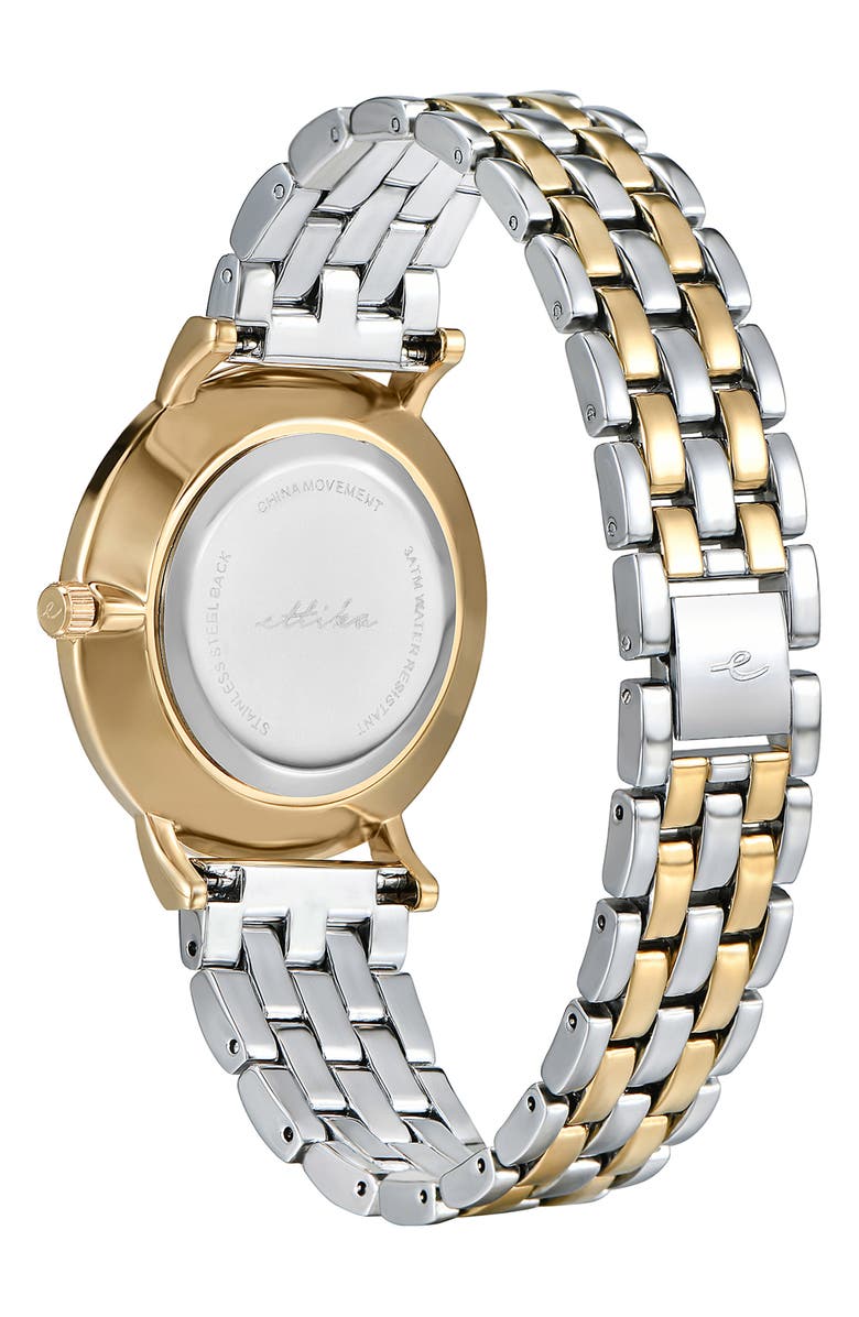 Ettika Classic Round Dial Two-Tone Bracelet Watch, Alternate, color, Black And Mixed Metal