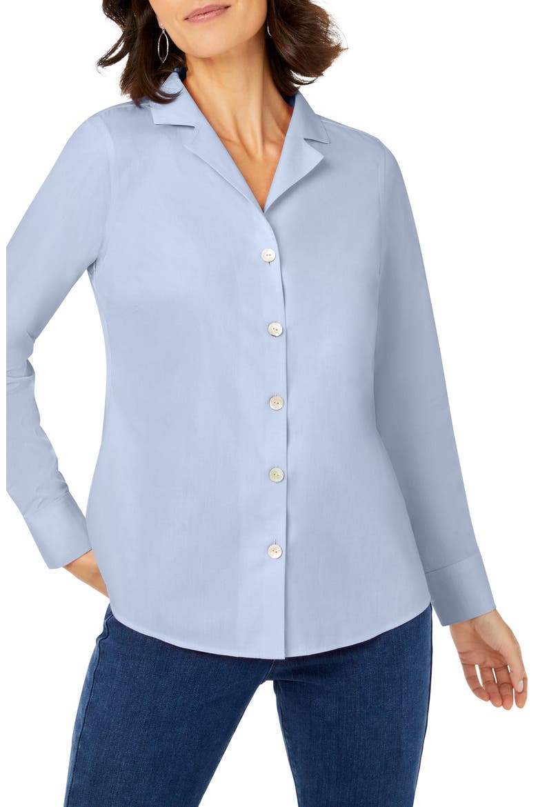 Non-Iron Notched Collar Button-Up Shirt, Main, color, BLUE WAVE