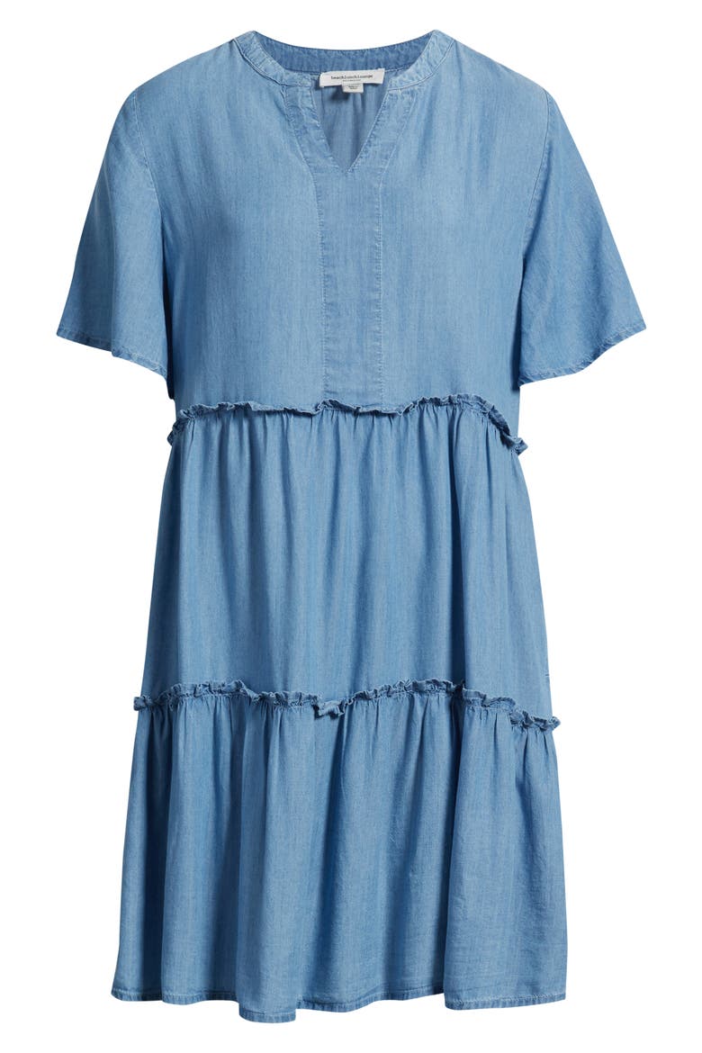 Vale Tiered Cotton Dress, Alternate, color, LIGHT WASH