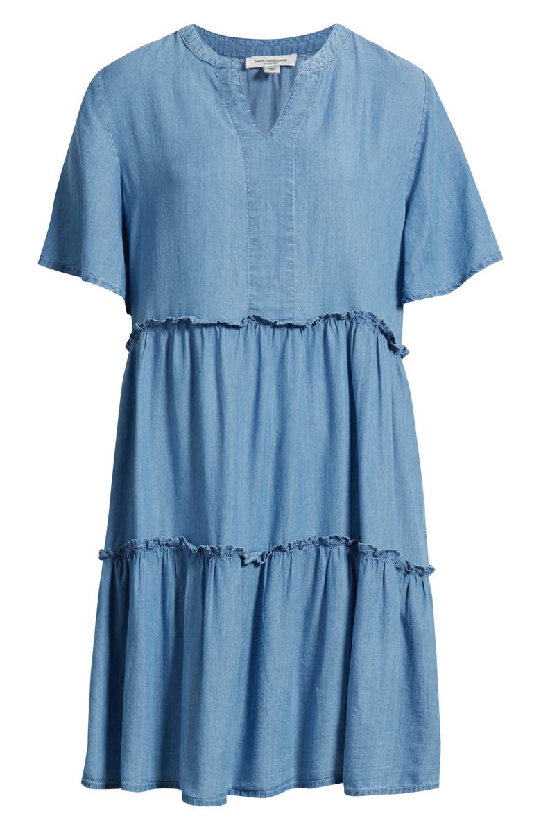 beachlunchlounge Vale Tiered Cotton Dress, Alternate, color, Light Wash