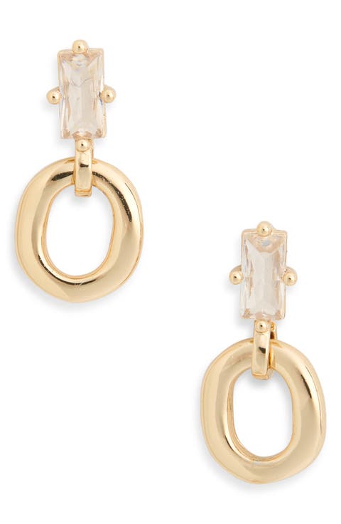 Baguette CZ Ring Drop Earrings