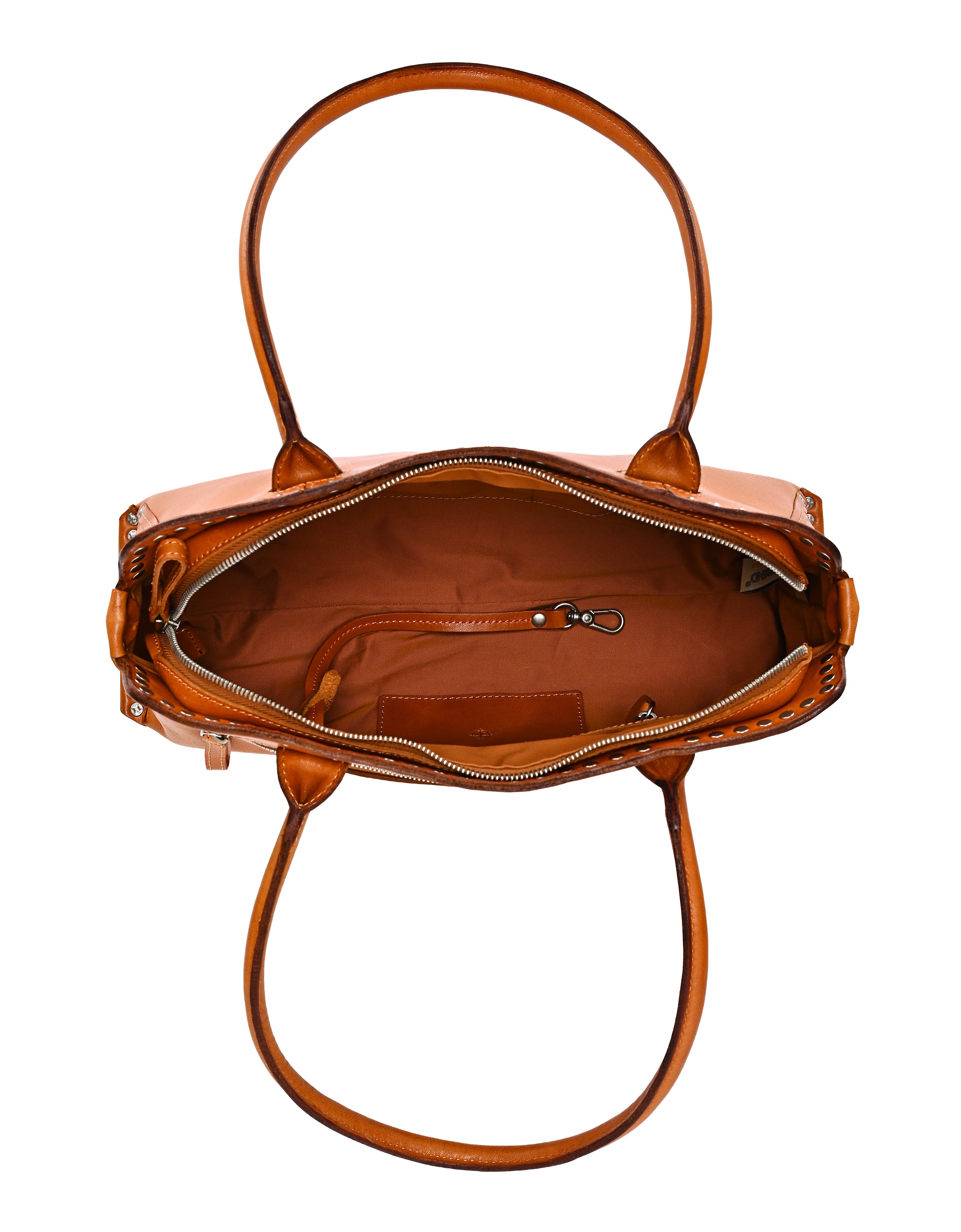 Soul Genuine Leather Studded Structured Shoulder Bag, Alternate, color, Caramel
