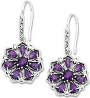 SAMUEL B. Sterling Silver Semiprecious Stone Flower Drop Earrings