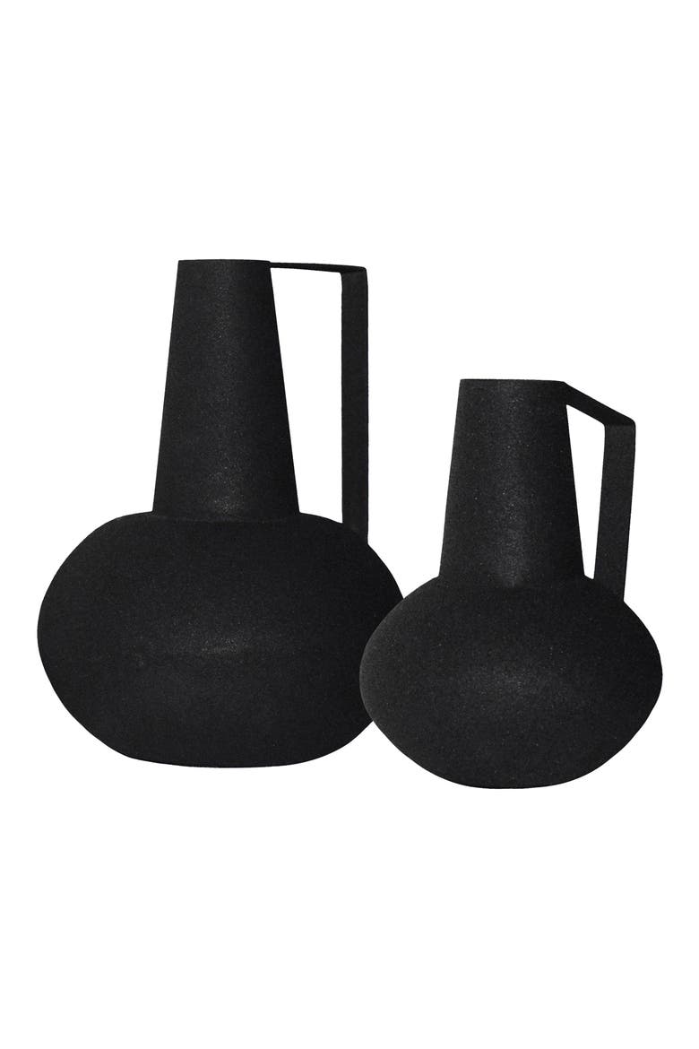 Monarda Set of Two Iron Vases, Main, color, BLACK