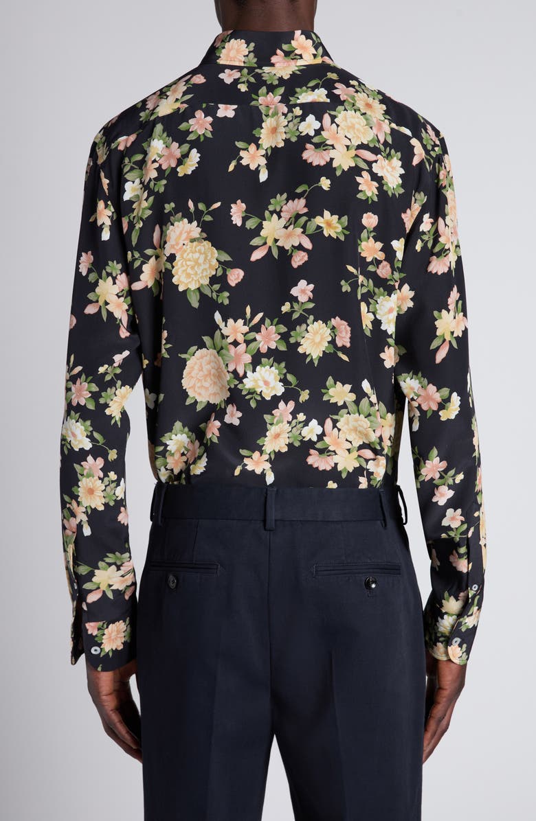 TOM FORD Hendrix Floral Silk Button-Down Shirt, Alternate, color, Zdpco Combo Pink/ Orange