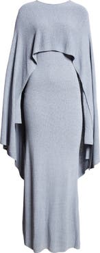TOTEME Cape Overlay Long Sleeve Silk Knit Dress