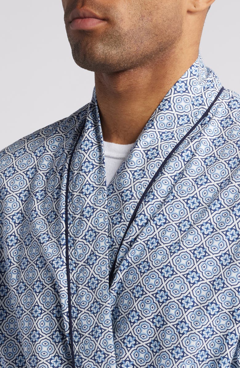 Majestic International Grecian Print Woven Robe, Alternate, color, Jewel Blue