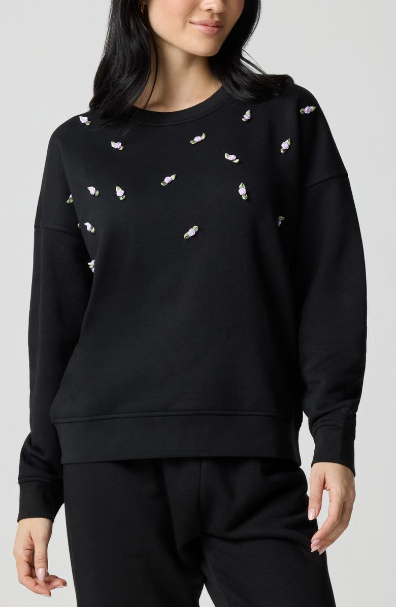 Florence by Mills Rosette Oversize Pullover, Main, color, Black