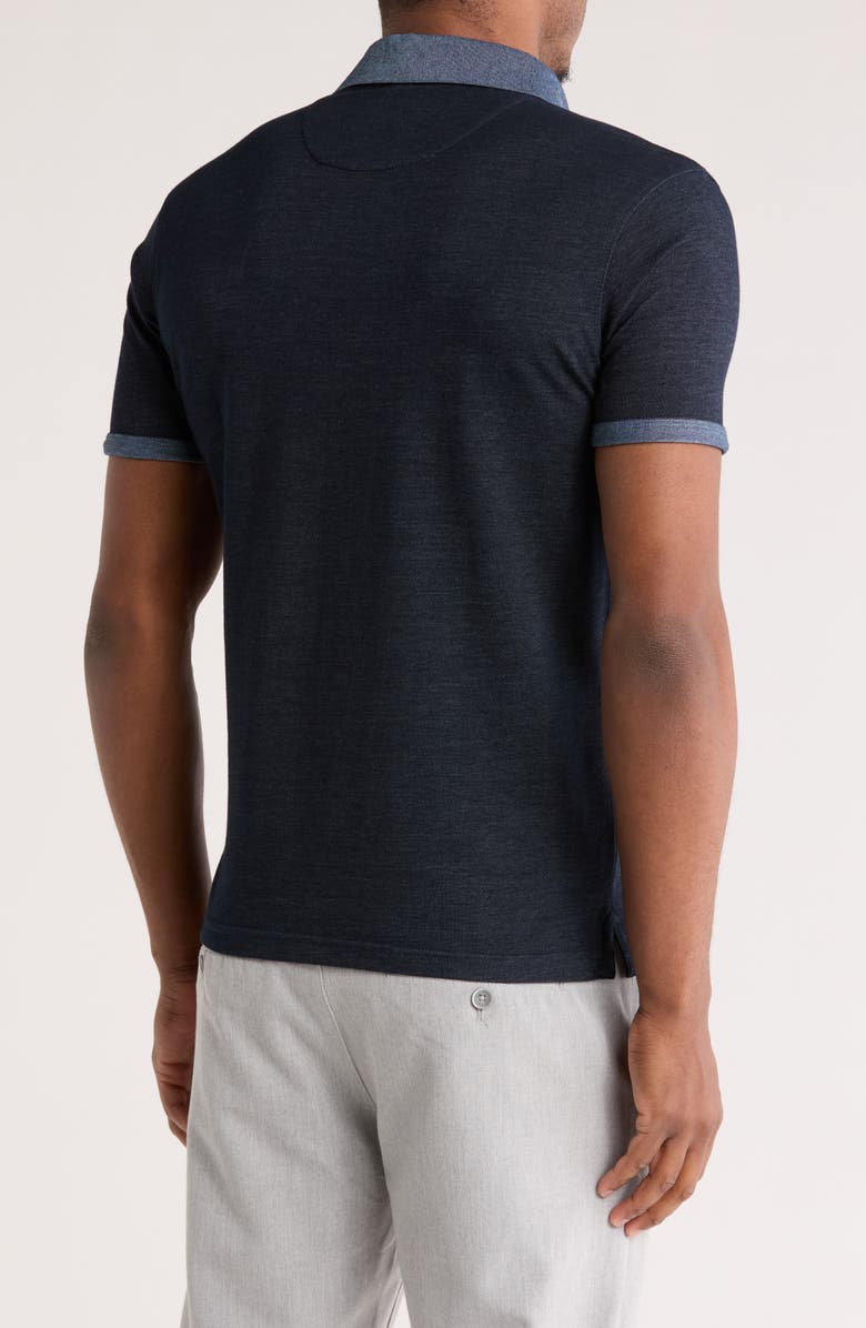 DENIM AND FLOWER Contrast Collar Polo, Alternate, color, Navy