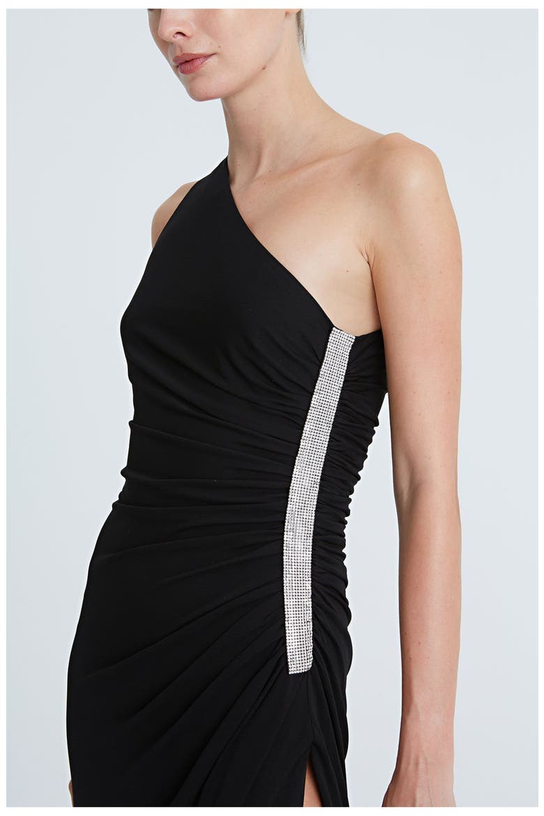 Amira Jersey Gown with Crystals, Alternate, color, Black