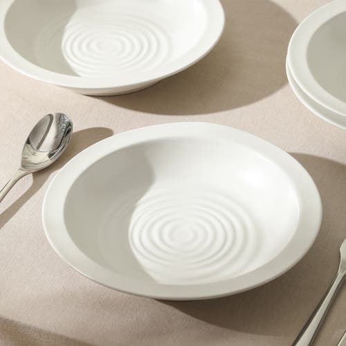 Stone Lain Orbit Stoneware 4-piece Pasta Bowl Set In White