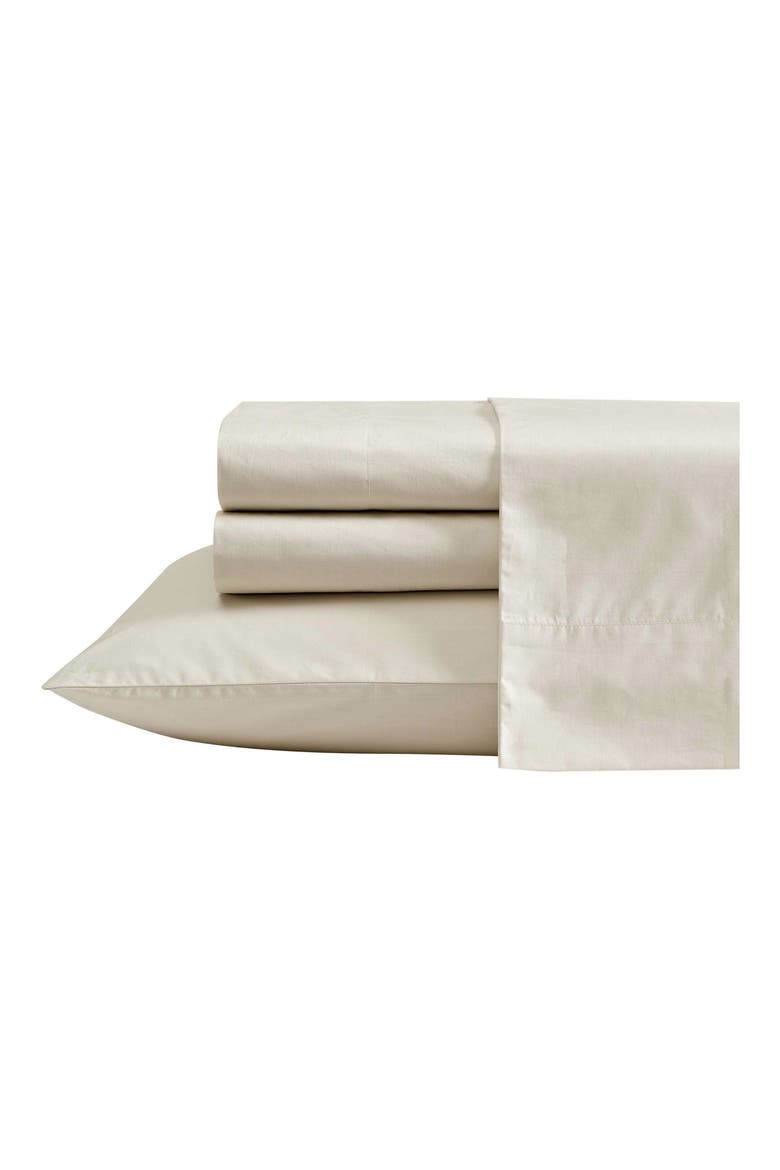 Bayview Solid 200 Thread Count Cotton Percale Sheet Set, Main, color, MEDIUM BEIGE