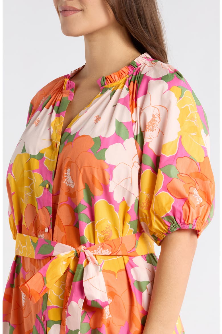 Milley Floral Wynette Tiered Midi Dress, Alternate, color, PINK-ORG-MUL