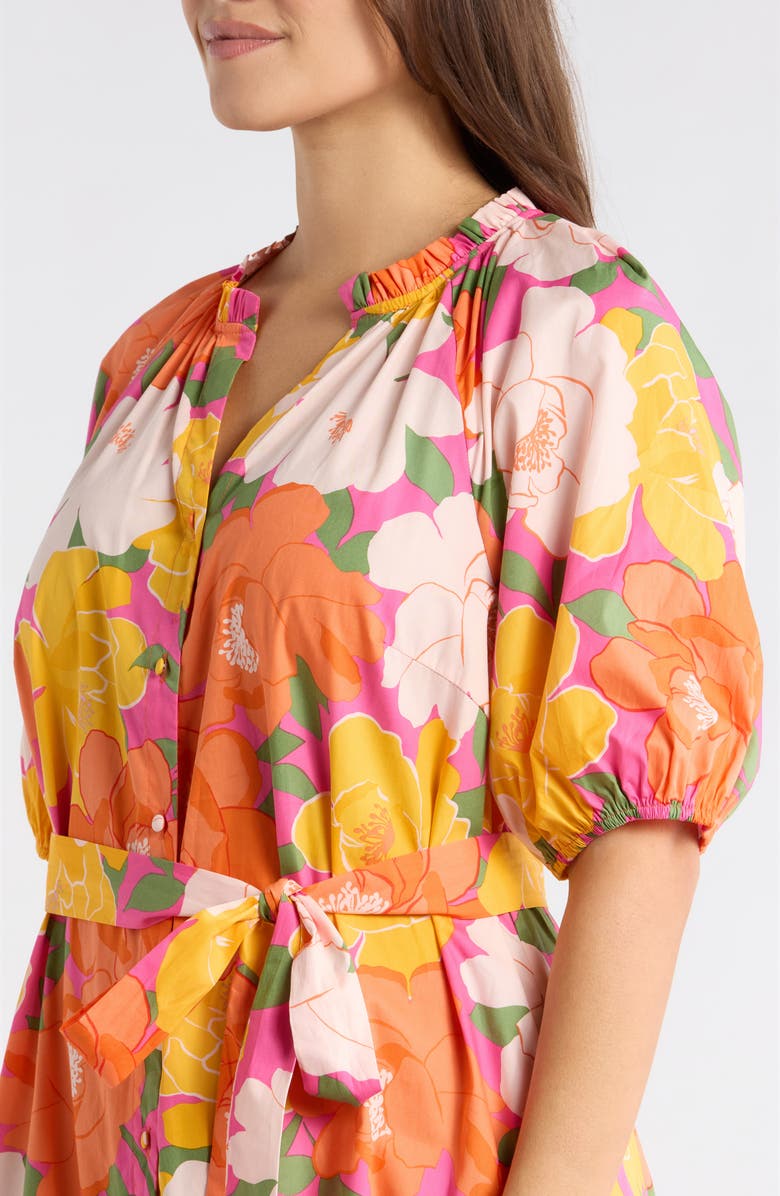 SUGARLIPS Milley Floral Wynette Tiered Midi Dress, Alternate, color, Pink-Org-Mul